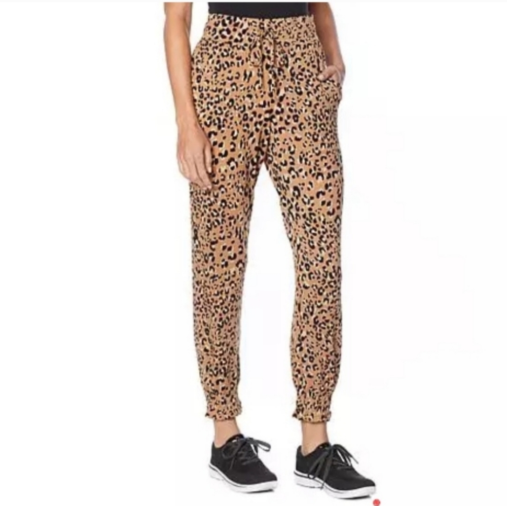 Skinnygirl Leppard Joggers 2 Side Pockets, Elastic Waist, Super Soft Sz Xl NWOT